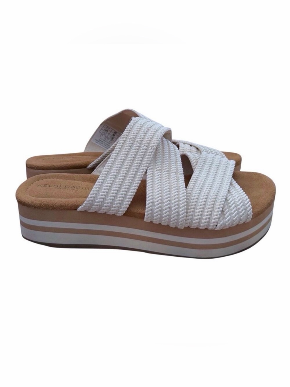 Kelsi Dagger Brooklyn Bohdi Platform Sandal Women’s 8/38.5 Tan Cream Minimalist